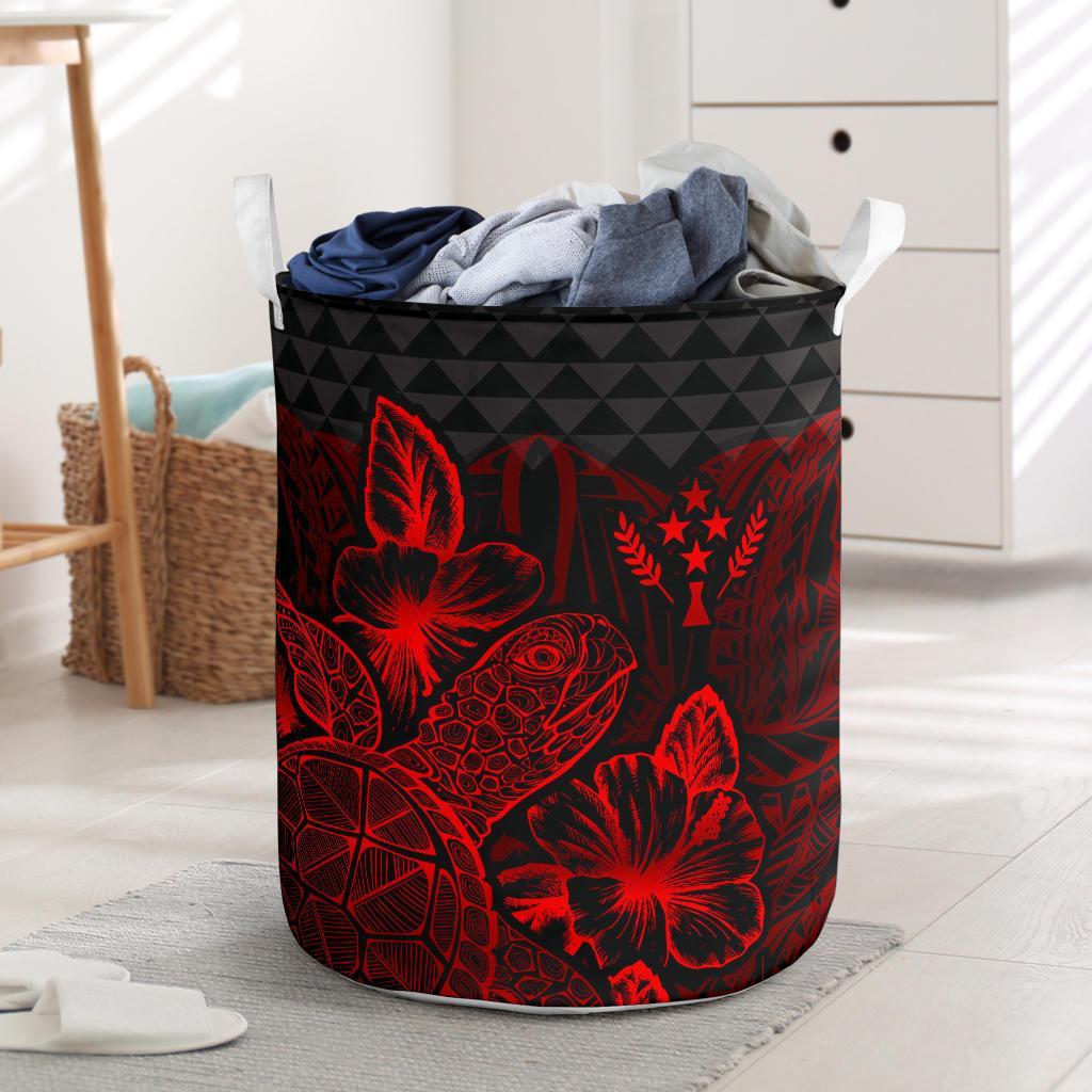 Kosrae Laundry Basket - Polynesian Turtle Hibiscus Red Laundry Basket One Size Red - Polynesian Pride