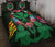 Hawaii Map Kanaka Two Men Holding Flag Quilt Bed Set - AH - Green - Polynesian Pride