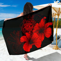 Hawaii Hibiscus Sarong - Turtle Map - Red Sarong One Size Red - Polynesian Pride
