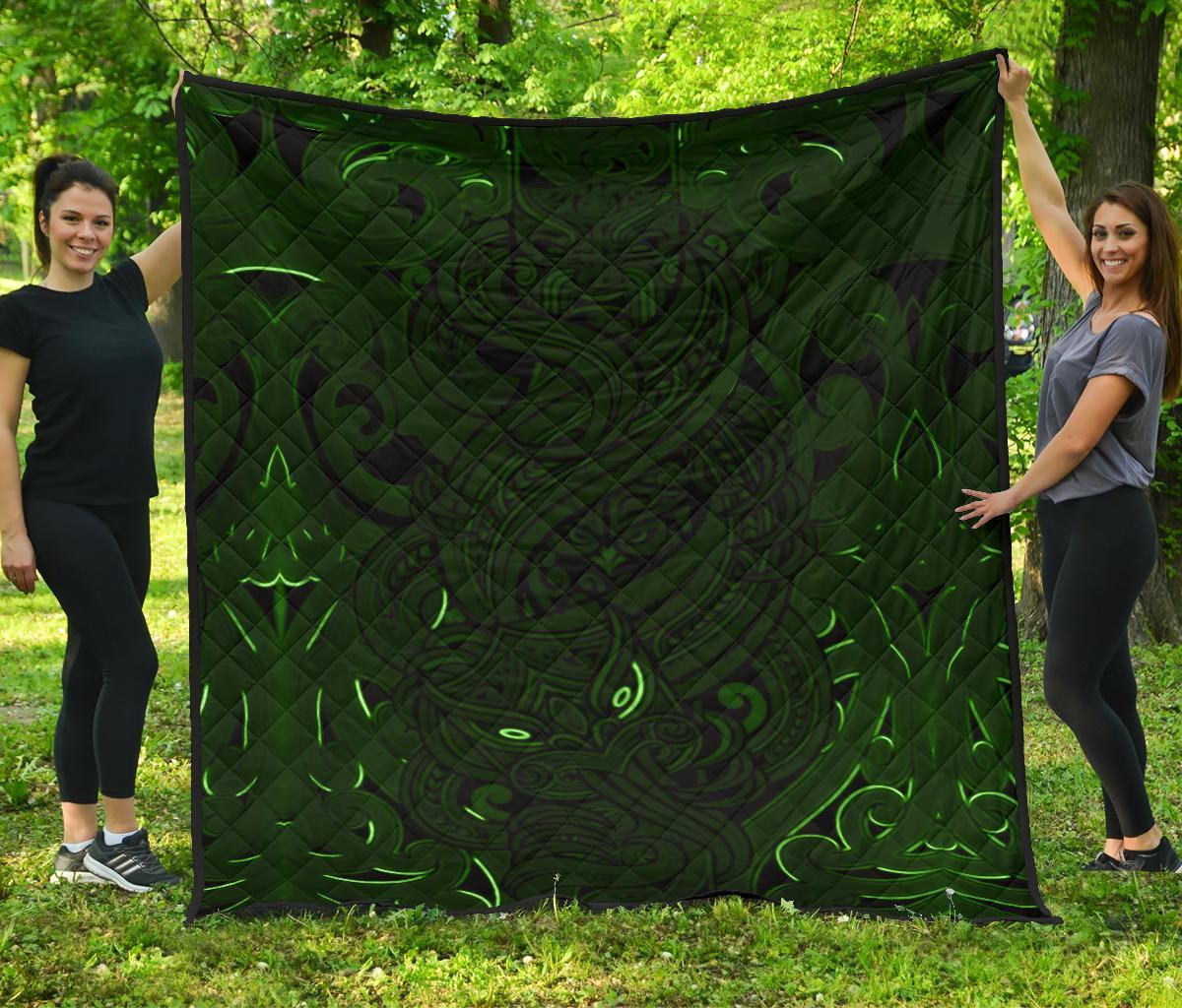 New Zealand Premium Quilt, Maori Gods Tumatauenga (God Of War) - Green Green - Polynesian Pride