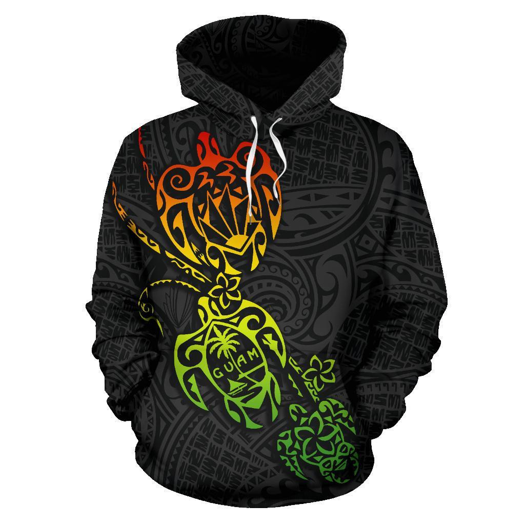 Hoodie Guam Family Turtles Map Polynesian Rasta Unisex Rasta - Polynesian Pride