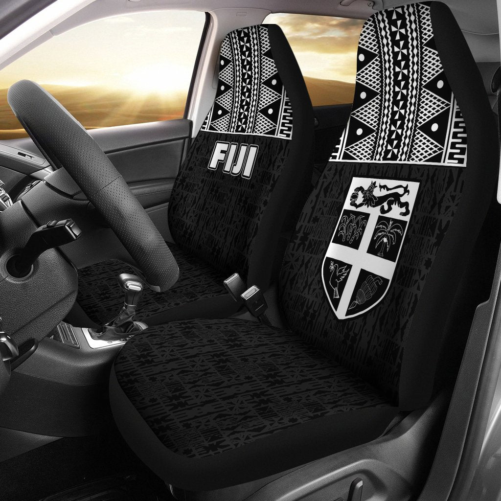 Fiji Tapa Car Seat Covers - Fiji Flag Black Universal Fit Black - Polynesian Pride