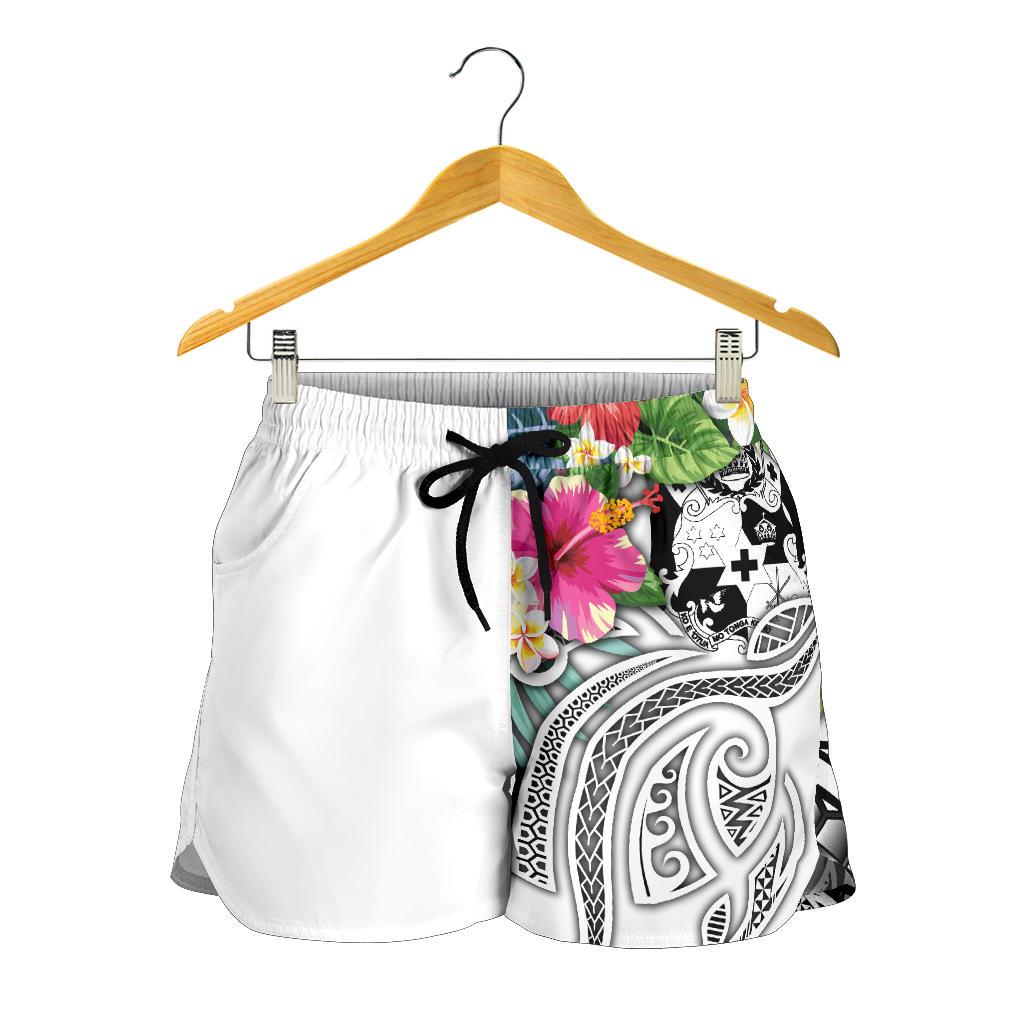 Tonga Polynesian Women's Shorts - Summer Plumeria (White) - Polynesian Pride