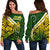 Cook Islands Off Shoulder Sweater Style Turtle Rugby Green - Polynesian Pride