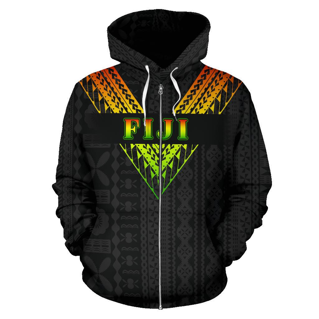 Fiji All Over Zip up Hoodie Reggae Color Sailor Style - Polynesian Pride