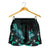 New Caledonia Polynesian Women's Shorts - Turtle With Blooming Hibiscus Turquoise - Polynesian Pride