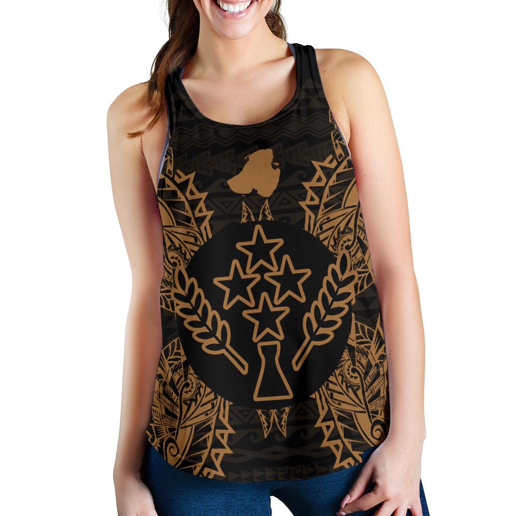 Kosrae Polynesian Women Tank Top Map Gold Gold - Polynesian Pride