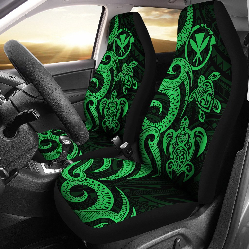 Polynesian Hawaii Car Seat Covers - Green Tentacle Turtle Universal Fit Green - Polynesian Pride