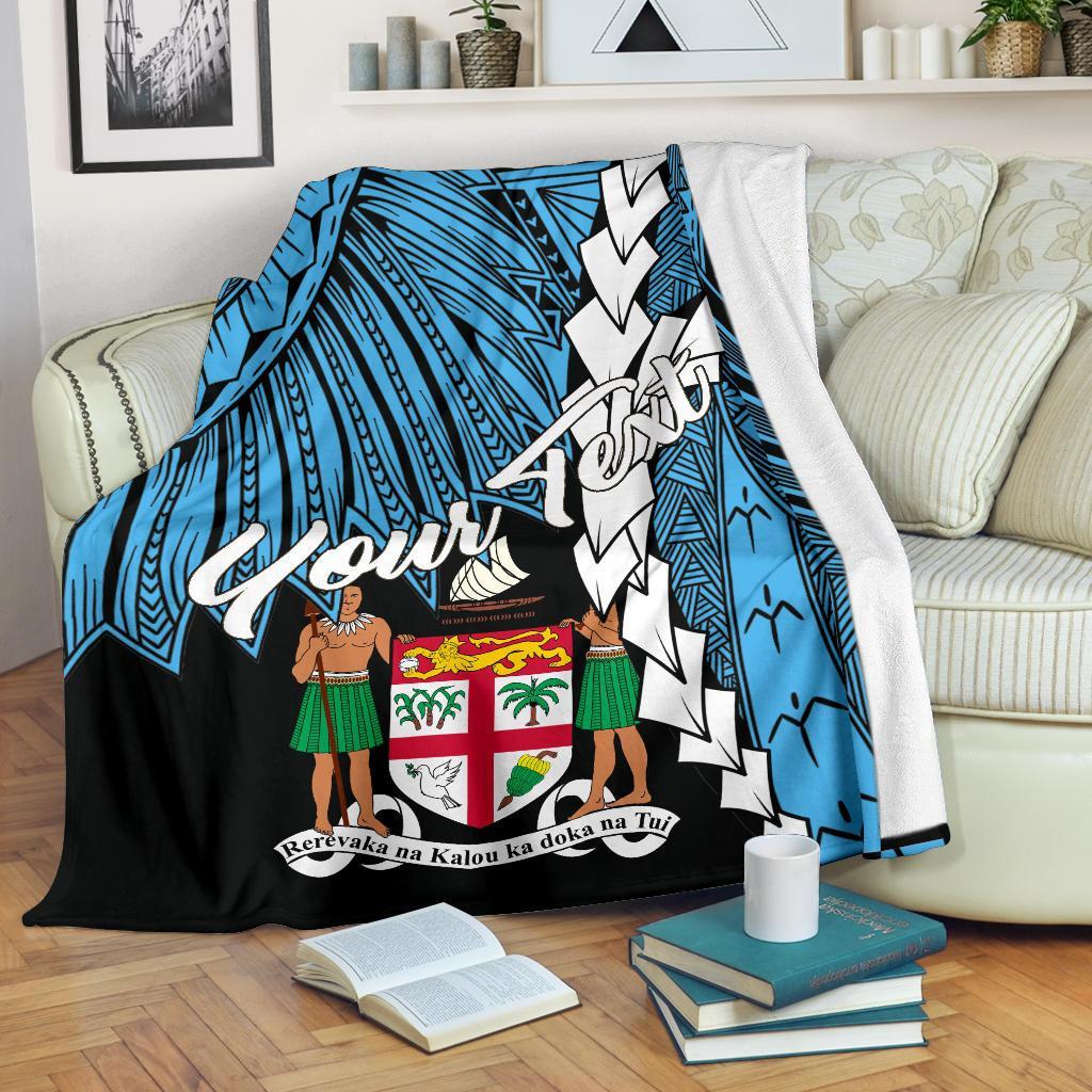 Fiji Polynesian Custom Personalised Premium Blanket - Tribal Wave Tattoo Flag Style White - Polynesian Pride