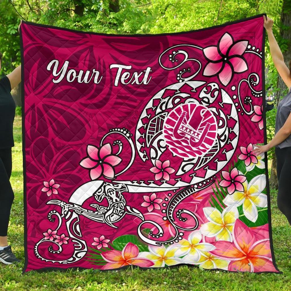 Tahiti Custom Personalised Premium Quilt - Turtle Plumeria (Pink) Pink - Polynesian Pride