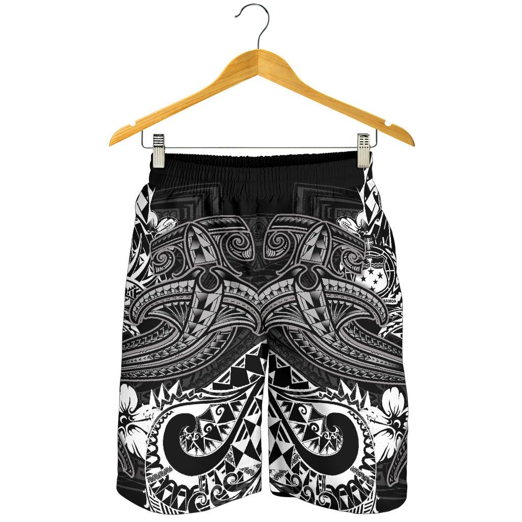 Samoa Men's Shorts - White Shark Polynesian Tattoo - Polynesian Pride