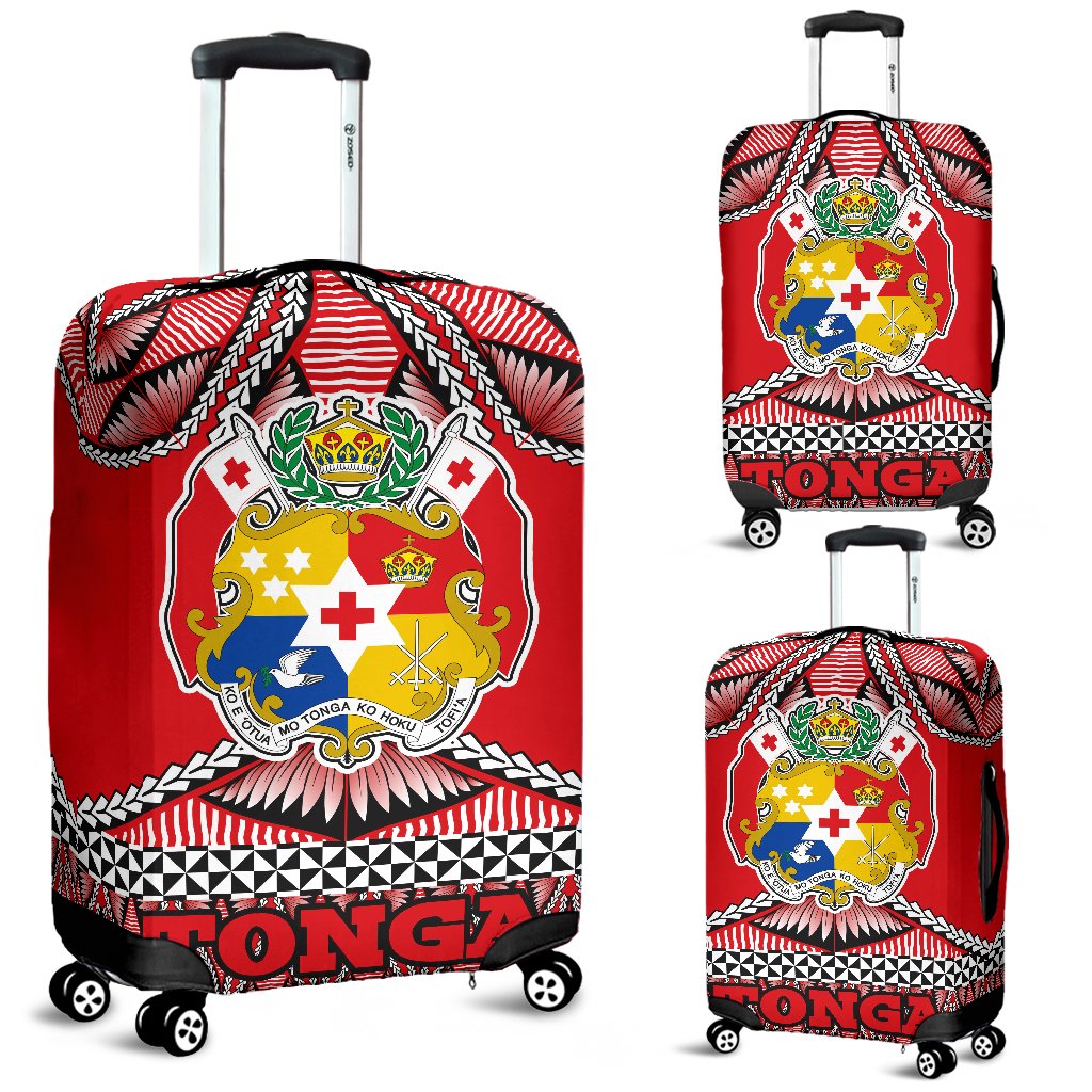 Tonga Polynesian Luggage Covers - Coat Of Arms Red - Polynesian Pride