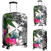 Wallis And Futua Custom Personalised Luggage Covers White - Turtle Plumeria Banana Leaf White - Polynesian Pride