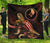 Yap Polynesian Premium Quilt - Turtle With Blooming Hibiscus Gold - Polynesian Pride