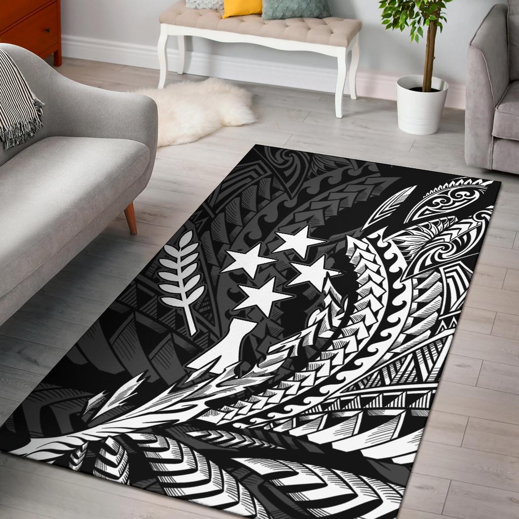 Kosrae State Area Rug - Wings Style Black - Polynesian Pride