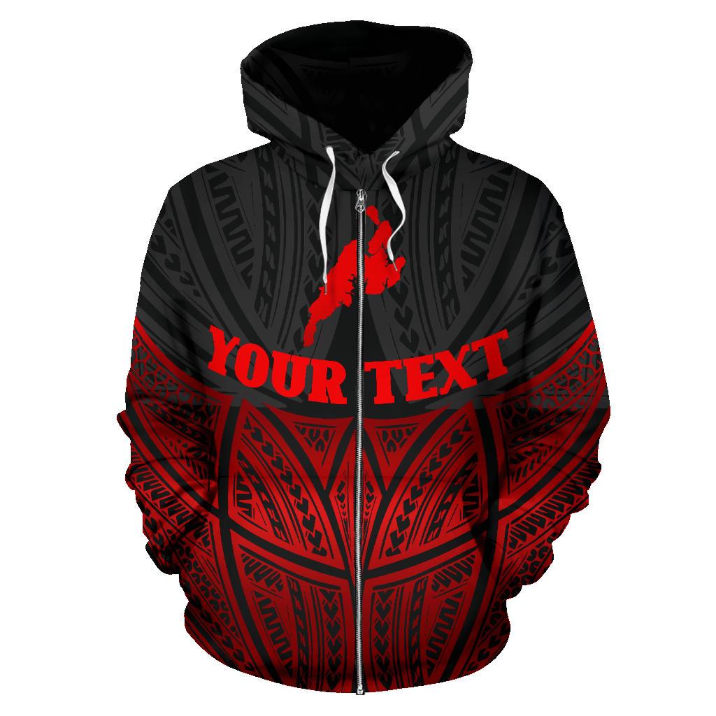 Yap Polynesian Custom Zip up Hoodie Red Black Pride Map and Seal - Polynesian Pride
