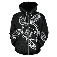 Hawaii Turtle Kanaka Map Polynesian Zip up Hoodie - Polynesian Pride