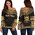 Tuvalu Polynesian Chief Custom Personalised Women's Off Shoulder Sweater - Gold Version Gold - Polynesian Pride