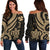 Wallis and Futuna Women's Off Shoulder Sweater - Gold Tentacle Turtle Gold - Polynesian Pride