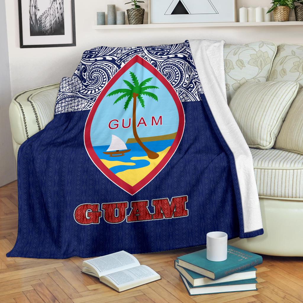 Guam Premium Blanket - Blue Style White - Polynesian Pride