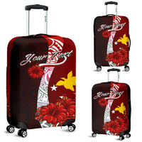 Papua New Guinea Polynesian Custom Personalised Luggage Covers - Coat Of Arm With Hibiscus Red - Polynesian Pride