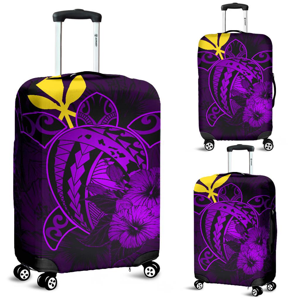 Hawaii Hibiscus Luggage Cover - Harold Turtle - Purple Purple - Polynesian Pride