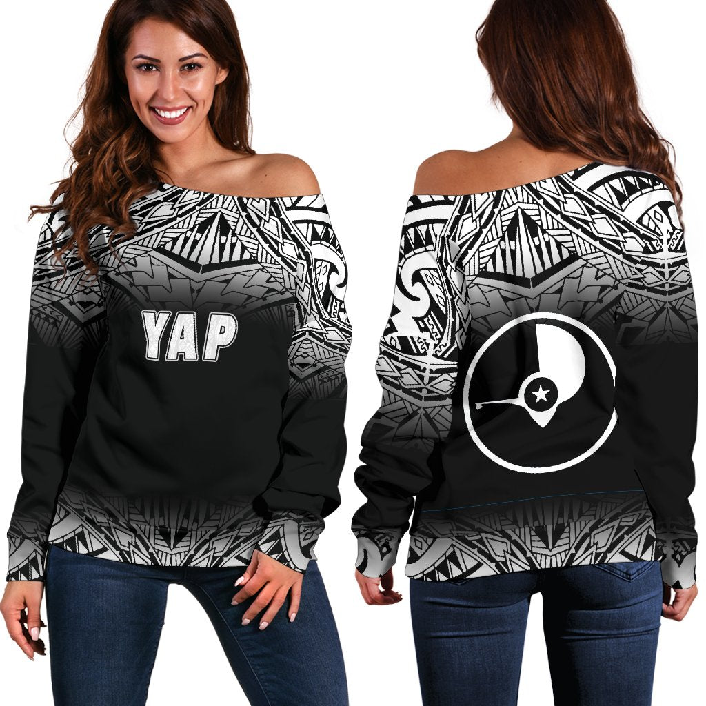 Yap Women's Off Shoulder Sweater - Black Fog Style Black - Polynesian Pride