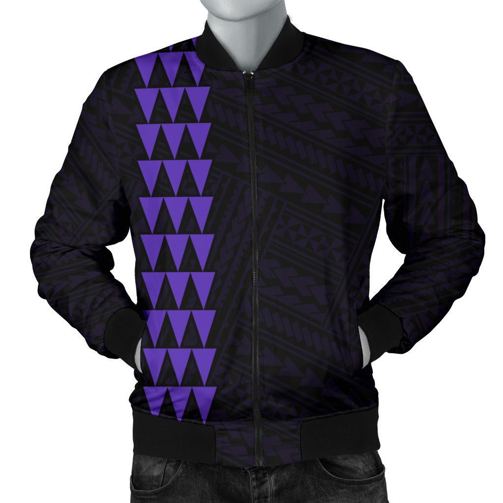 Hawaii Kakau Polynesian Hammerhead Shark Men's Bomber Jacket - Purple Purple - Polynesian Pride