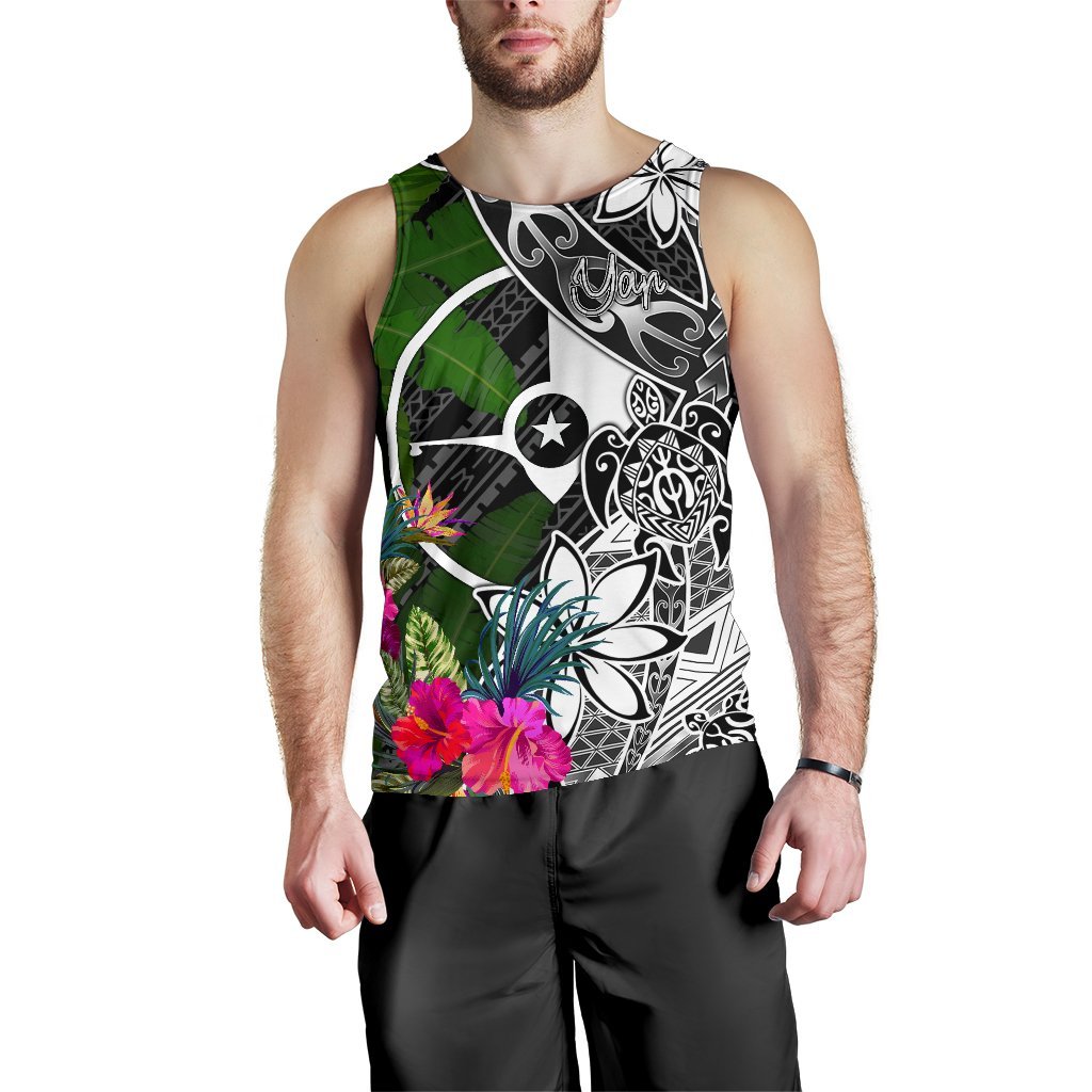 Yap Men tank Top - Turtle Plumeria Banana Leaf - Polynesian Pride