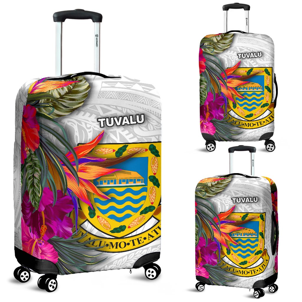 Tuvalu Luggage Covers Polynesian Hibiscus White Pattern White - Polynesian Pride