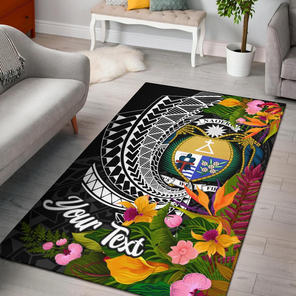 Nauru Area Rug - Custom Personalised Seal Spiral Polynesian Patterns Black - Polynesian Pride