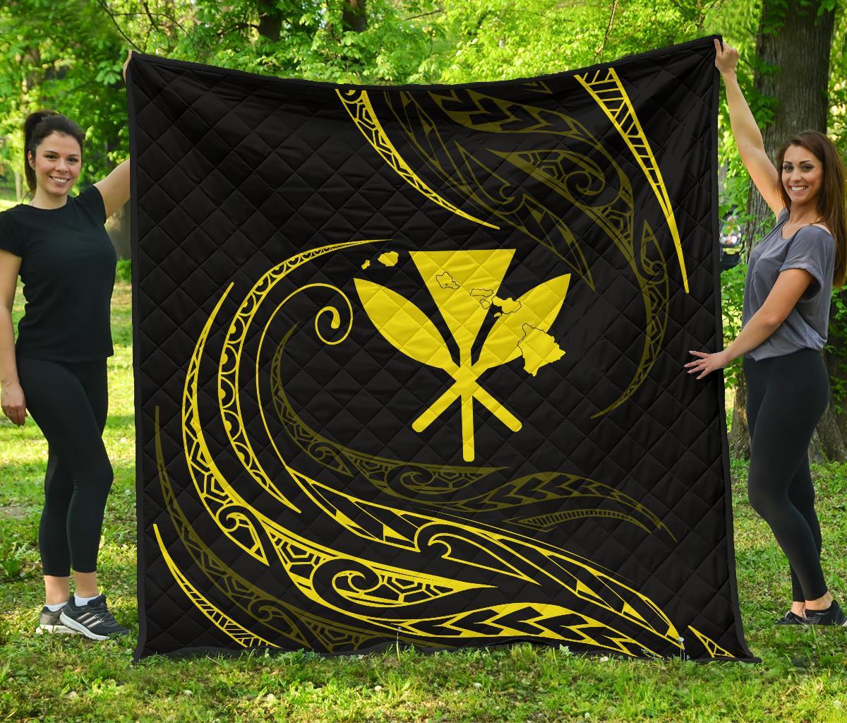 Kanaka Premium Quilt - Yellow - Frida Style Black - Polynesian Pride