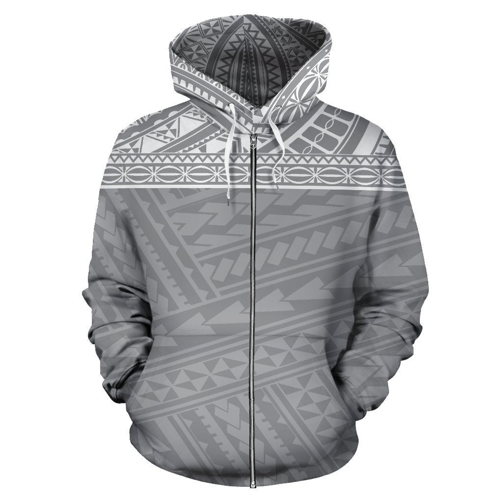 Polynesian All Over Zip up Hoodie Polynesian Grey Version - Polynesian Pride