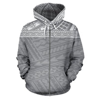 Polynesian All Over Zip up Hoodie Polynesian Grey Version - Polynesian Pride