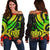 New Caledonia Women's Off Shoulder Sweater - Reggae Tentacle Turtle Art - Polynesian Pride