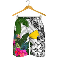 Tokelau Men's Short White - Turtle Plumeria Banana Leaf - Polynesian Pride
