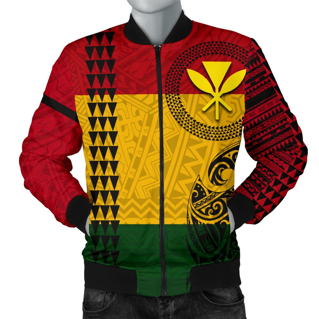 Hawaii Kanaka Flag Polynesian Men's Bomber Jacket Red - Polynesian Pride