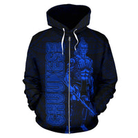 Chuuk Zip up Hoodie Micronesia Chuukese Warrior Blue - Polynesian Pride