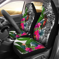 Vanuatu Car Seat Covers White - Turtle Plumeria Banana Leaf Universal Fit White - Polynesian Pride