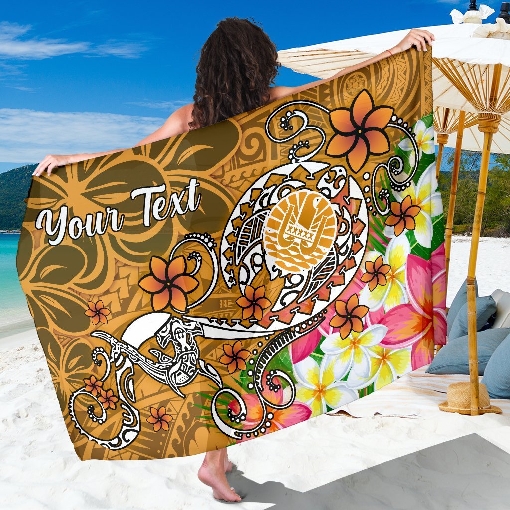 Tahiti Custom Personalised Sarong - Turtle Plumeria (Gold) One Style One Size Gold - Polynesian Pride