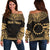 Cook Islands Polynesian Chief Custom Personalised Women's Off Shoulder Sweater - Gold Version Gold - Polynesian Pride