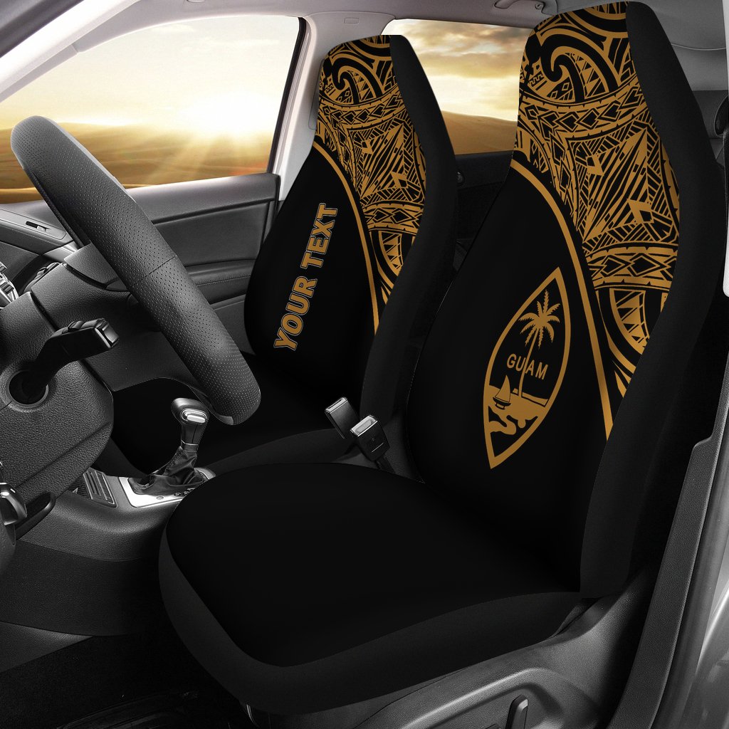 Federated States of Micronesia Car Seat Covers - FSM Seal Polynesian Gold Curve Universal Fit Black - Gold - Polynesian Pride