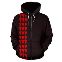 Polynesian Kakau Skull National Pearl Harbor Remembrance Day Hawaii Zip Hoodie Red - Polynesian Pride
