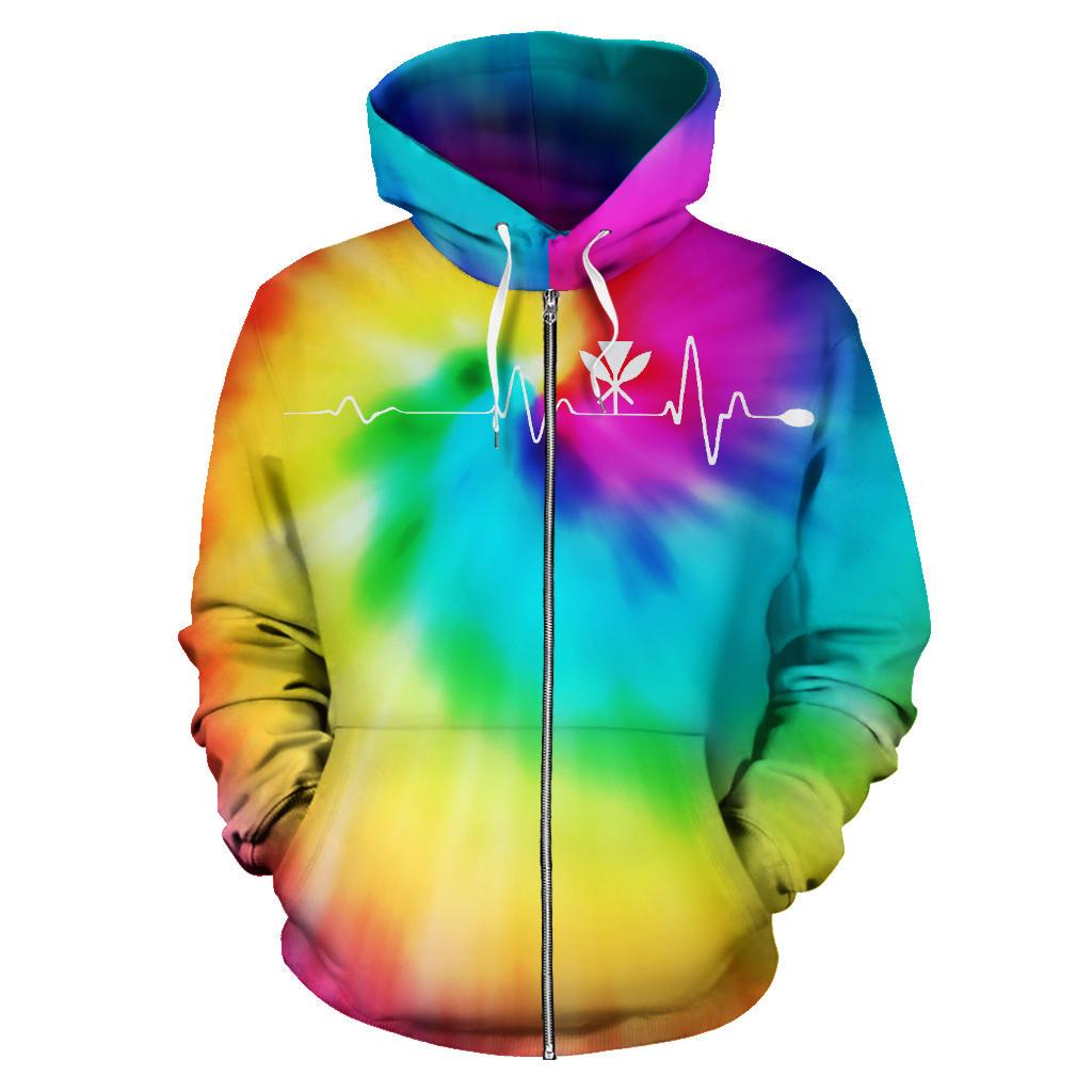 Hawaiian Kanaka Hoodie (Zipper) Tie Dye - Polynesian Pride