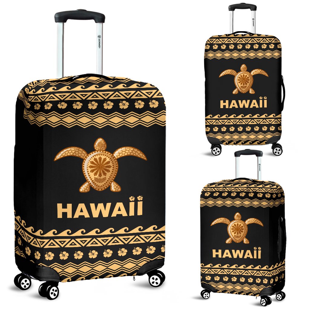 Hawaii Luggage Cover - Polynesian Turtle Version Black - Polynesian Pride