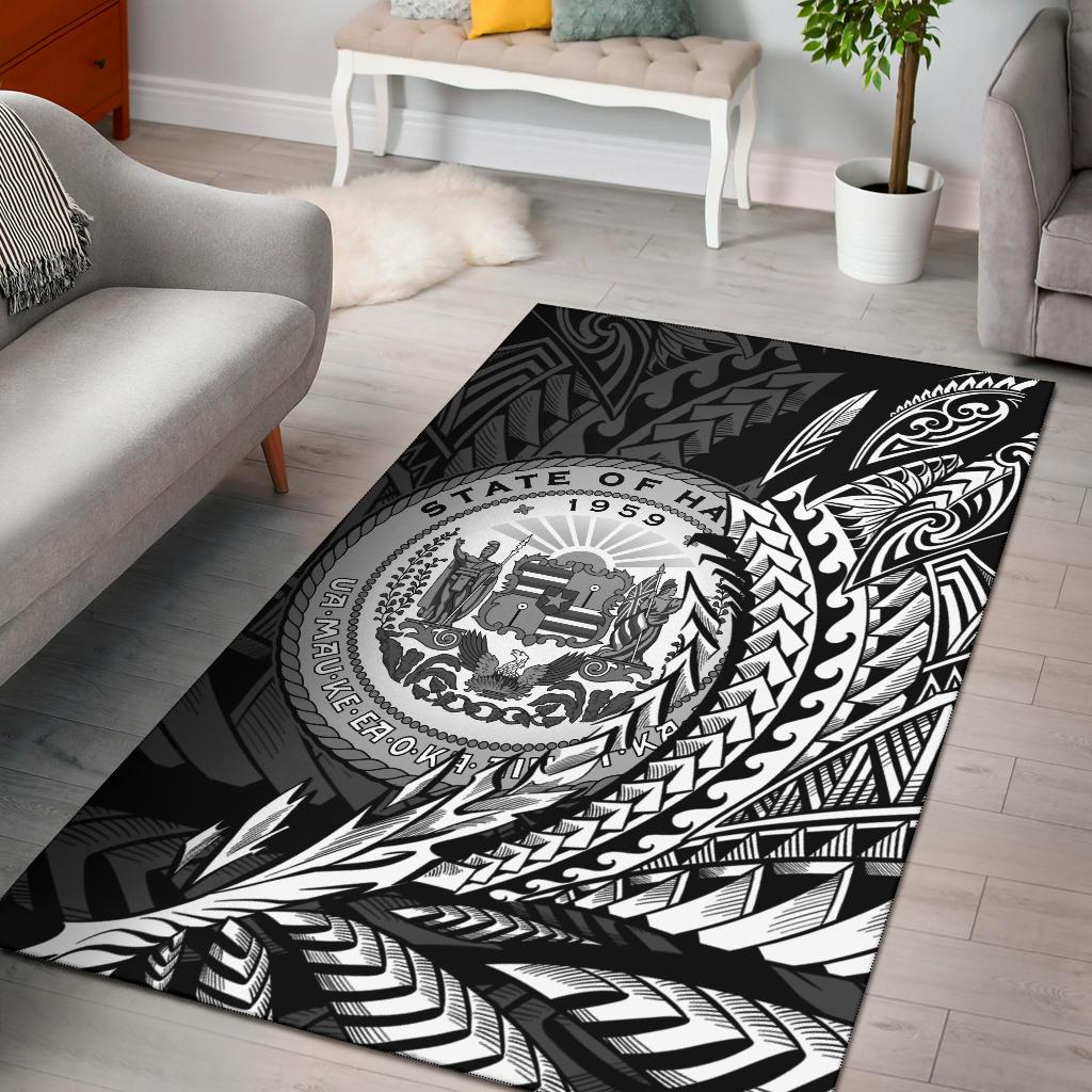 Hawaii Area Rug - Wings Style Black - Polynesian Pride