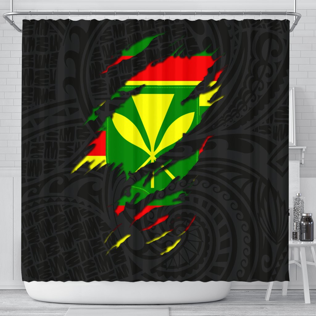 Hawaii Shower Curtain - Wrap Style 177 x 172 (cm) Black - Polynesian Pride