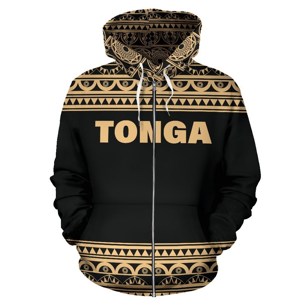 Tonga All Over Zip up Hoodie Polynesian Gold Version - Polynesian Pride