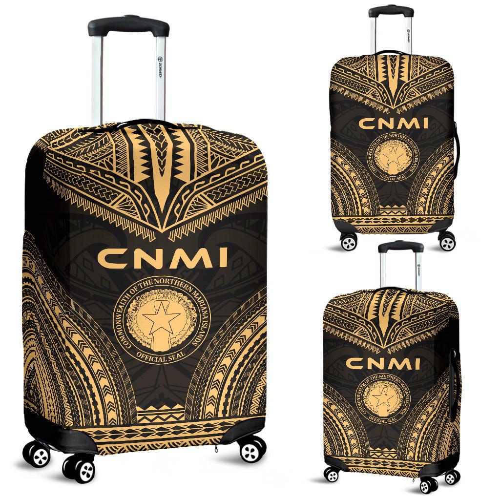 Northern Mariana Islands Polynesian Chief Luggage Cover - Gold Version Gold - Polynesian Pride