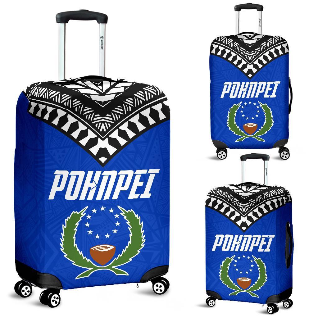 Pohnpei Flag Luggage Covers Micronesian Pattern Blue - Polynesian Pride